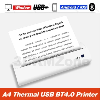 Najnovejši Design A4 Tiskalnik USB Mini Prenosni Bluetooth Brezžični Tiskalnik, ki Podpira PDF Dokumentov, Fotografij s sistemom Android, iOS Mobilne Tiskanja