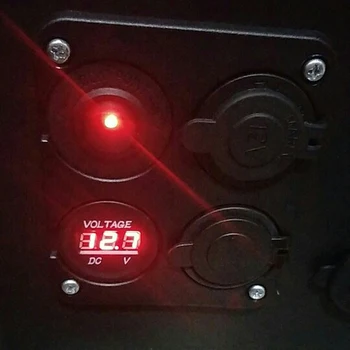 Nepremočljiva 2 Micro USB Avto Polnilec Adapter za Cigaretni Vžigalnik-Vtičnico Priključite Rocker Stikala + LED Napetost Zaslon
