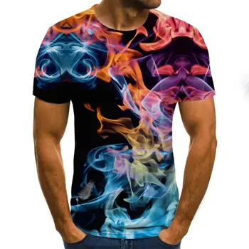 Nov Prihod Smešno 3d T Shirt Poletje Hipster Kratek Rokav Tee Vrhovi Moški/Ženske plamen Košarka T-Majice Homme