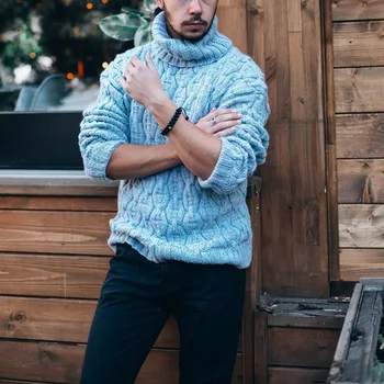 Nova jesen/Zima 2020 moške turtleneck barva pulover modni trend pleteninah