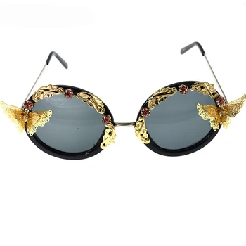 Nova Zasnova Prevelik Sončna Očala Zelena Baročno Kristali Krog Ženske Blagovne Znamke Očala Modna Oblikovalka Ženskih Odtenki