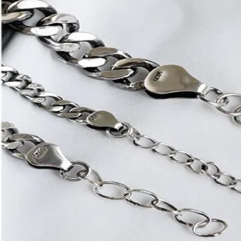 Novo pravi S925 sterling srebrni nakit modni ravno verige stiski težka pretirana osebnost moških in žensk bracele