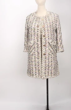 Novo tweed dolgo krpo plašč ženski majhno sladko veter tweed jakne plašč Ženske lahko veliki meri velikost