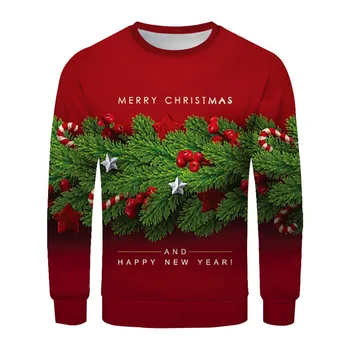 Oblačila Majica Božič Pomlad Moški Ženske Nekaj je Moda Rdeče Plus Velikost 3D Tiskanje Dolg Rokav Sweatershirt Vrhovi Pulover