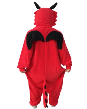 Odraslih Rdeči Zmaj Onesie Cosplay Kostum Pižamo Sleepwear Za Ženske, Moške