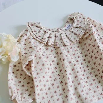 Otroci Baby Dekleta Z Dolgimi Rokavi Tiskanja Cvetovi Long Sleeve Majica Vrhovi Oblačila 2020 Jeseni Bombaž Dekleta Cvetlični Bluzo Malčka Majice