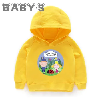 Otroci Hooded Otroci Hoodies Ben in Holly Kraljestvu Risanka Sweatshirts Baby Puloverju Vrhovi Dekleta Fantje Jesenski Oblačila,KMT5038