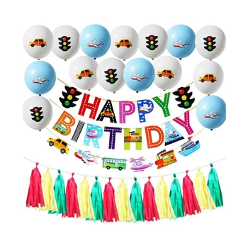 Otroci Rojstni dan semafor Balon Kit Prevoz Balon Kulise Letalo, Avtomobili, Baloni Dekoracije