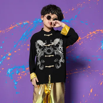 Otrok Hip Hop Oblačila Kitajskem Slogu Majica Vrhovi, ki Teče Sijoče Hlače za Fantje Dekleta Jazz Dance Kostumi Obleke Nositi