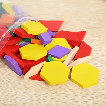 Otrok izobraževalne igrače, 125 kosov gradnikov baby tangram geometrijske inteligence odbor otroške lesene sestavljanke