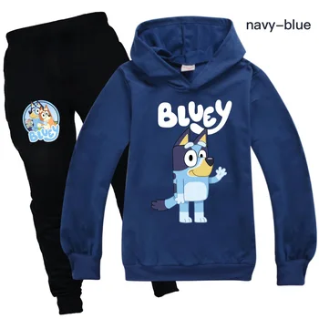 Otrok Trenirko Jeseni fant Kompleti Oblačil Otrok bingo bluey Jež Oblačila Otroci Hooded T-shirt Hlače 2 Kos Obleke