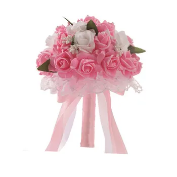 Perfectlifeoh Poročni Šopek Za Nevesto Družico Rose Cvet Pearl Poročni Šopek Za Poročno Dekoracijo