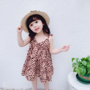 Poletje 2019 Novi korejski Leopard tiskanja Obleko z obleko za Otroke Torto obleka princess obleka princess oblačenja