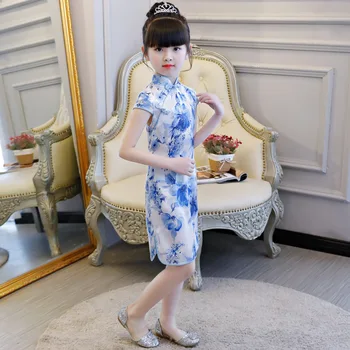 Poletje obleko Otroci Cheongsam Obleko Kitajski Dekle Obleko Princese Rojstni dan Obleko Otroci Oblačila vestido chines nov prihod