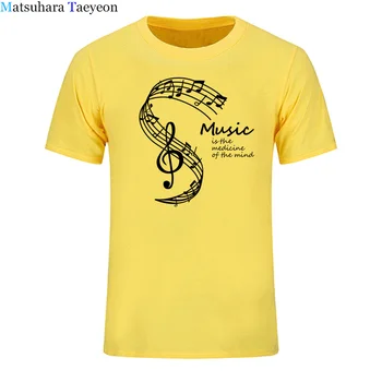 Poletje T-shirt Moški Majice Glasbe Je Medicino Um Tiskanja Tshirt Priložnostne Bombaža T - Shirs Oblačila