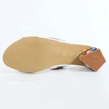 Poletni čevlji ženske sandale 2021 nove modne ribe usta nosorogovo sandali ženski čevlji kvadratni petah čevlje, ženska, plus velikost