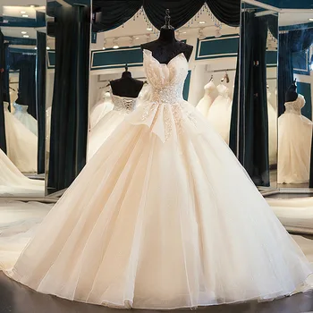 Poročna Obleka 2021 Luksuzni Čipke Poročni Obleki Brez Naramnic Elegantno Odpravil Vlak Princesa Vestido De Noiva Velikosti Po Meri