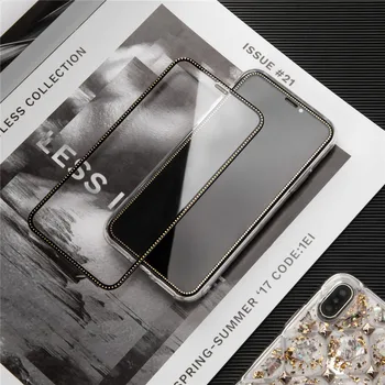 Precej Diamond kaljeno steklo za iphone 11pro max 11 7 8 plus X XS max XR Luksuzne blagovne znamke zaslon Anti-Burst zaščitno Steklo Film