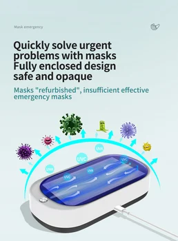 Prenosni UV Sterilizator Polje za mobilni telefon Masko Razkuževanje Sterilizator Polje Dvojno UVC Luči za manjše Predmete zdravje darila