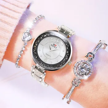Reloj Mujer iz Nerjavečega Jekla Pasu Quartz Ure Nastavite Ženske Diamond ročno uro Moda Darilo 2020 Obleko Ura Ženska ura Ženske