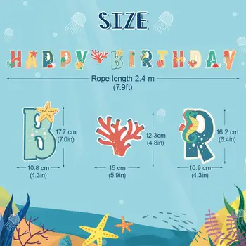 Risanka Ocean Temo Stranki Seahorse Okraski Visi Happy Birthday Banner Morskih Živali Kita Zvezda Baby Tuš Stranka Dobave