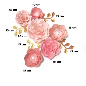 Ročno Baby Pink Rose DIY papirnate Rože Listi Nastavite Baby Tuš Kulise Okraski Dekleta Vrtec Steno Deco Video Vadnice