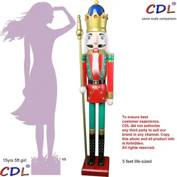 Seznama cdl. 5feet/150 cm/5 m/5foot Življenje velika velika/Giant Rdeča in Zelena Božič Lesene Nutcracker Kralj & Vojak Ornament Lutka K18
