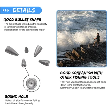 Shaddock 29Pcs/Box Ribolov Sinkers Vodi Bullet Črv Teža Potopne Za Bas Sinkers Fishing Lure Opremo