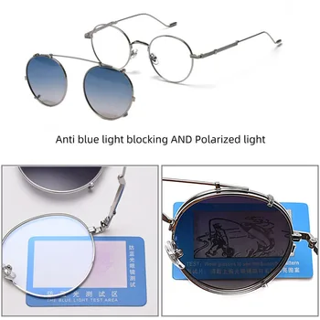 SHAUNA Moda Polarizirana Steampunk sončna Očala Izmenljive Flip Letnik Krog Anti-Modra Lahkih Kovin Optičnih Očal Okvir