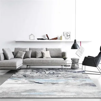 Sodoben Nordijski modra siva povzetek preprogo umetnosti morsko vodo, dnevna soba s kavčem dekoracijo non-slip tapis spalnica postelji preprogo talna obloga