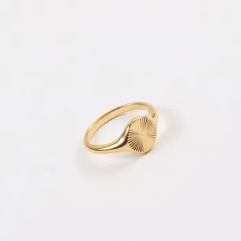 Sonce cvet krog zlat pečatni prstan za ženske iz nerjavečega jekla letnik engrave slika obroč moda 2020