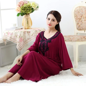 Spomladi In Jeseni Ženske Dolgo Oversize Bombaž Sleepwear Vezenje Tanke Korejska Različica Princesa Nightgown Domov Oblačila