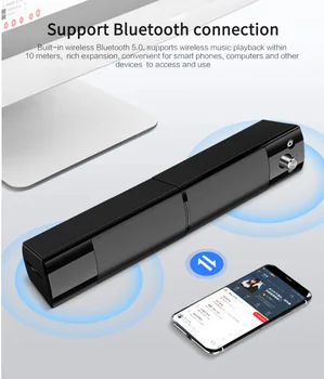 Stereo Surround Soundbar Subwoofer Bluetooth 5.0 Brezžični Zvočnik Snemljiv Računalnik, Zvočniki Podporo Zunanji Mikrofon In Slušalke