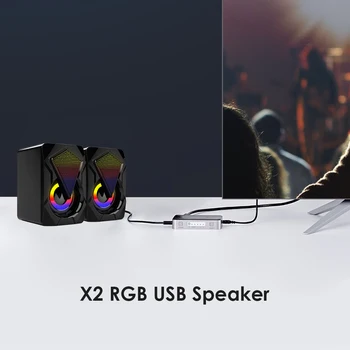 Stereo Zvoka Surround Zvočnik X2 USB Zmogljivi Računalniški Zvočniki 3Wx2 Večpredstavnostna Bas Zvočniki z RGB Svetlobe