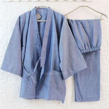 Tradicionalni Kimono Sleepwear Pižamo Set Za Ženske, Moške Bombaž Svoboden Japonski Slog Kopanje Yukata Vrh Hlač Par Nightgown