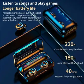 TWS Čepkov Brezžične Bluetooth Slušalke 5.0 9D Stereo Šport Nepremočljiva Smart Noise Cancel Prstnih Dotik Slušalke Z Mikrofonom