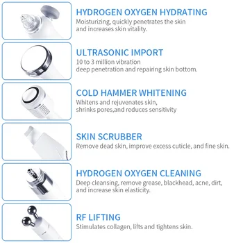 Ultrazvočno H2O2 Hydro mehanična dermoabrazija RF Bio-lifting Spa Obraza Hydro Microdermabrasion Pralni Kisline Piling Z LED Masko Salon