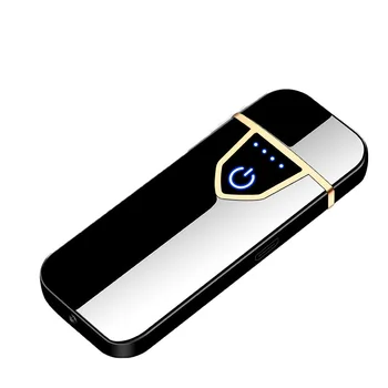 USB Polnjenje Elektronskih Vžigalniki Windproof Ustvarjalne Osebnosti Vžigalnik Dotik Mini ŠT PLINA Mens Darilo