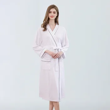 Vaflji Ženske Kimono Plašč Obleke Jeseni Priložnostne Kopalni Plašč Sleepwear Svoboden Seksi Salon Nightgown Lady Intimno Perilo Negliže
