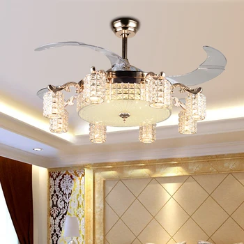 Visoka Kakovost luksuznih LED Kristalno ventilatorja, osvetlitev dnevne sobe, moderne ventilator z daljinskim upravljalnikom Stropni Ventilatorji 110V 220V Stropni Ventilatorji