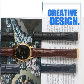 Watchband Pravega Usnja Trak za Omega za Deville Poslovnih Watchstrap Seamaster 19 mm 20 mm 21 mm Črna Modra Rjava Krat Sponke