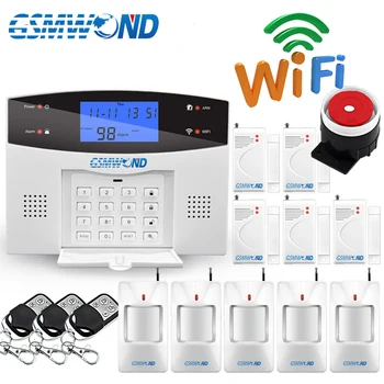 WiFi PSTN GSM Alarmni Sistem, Komplet za Dom, Alarmni Sistem 433MHz Brezžično in Žično Alarmi Gostiteljice Odprtih Vrat Senzor Alarmi APLIKACIJE Tipkovnice Zaslon