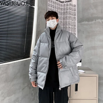 YASUGUOJI Hong Kong Stil za Moške Parkas Kruh Oblačila Nekaj Plasti Big SizeThicken Zadrgo 2020 Pozimi Topli Mode Napihovalka Jakna