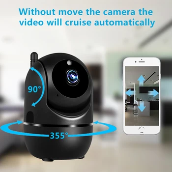 YCC365 PLUS Črno Smart Home Security Nadzor 1080P Oblak IP Kamera, WiFi, Mini nadzorna Kamera Brezžična CCTV