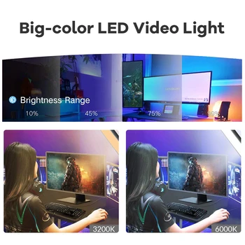 Zatemniti LED Video Luč Plošča EU Plug 3200k-6000k Fotografija Razsvetljava Za Live Stream Foto Studio Izpolnite Lučka Tri Barve
