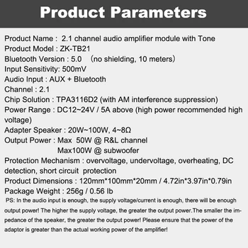 ZK-TB21 TPA3116D2 Bluetooth 5.0 Subwoofer Ojačevalnik Odbor 50WX2+100W 2.1 Channel Power o Stereo Ojačevalnik Odbor