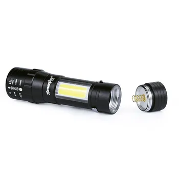 ZOOMABLE COD Flishlight XPE V5 + COB LED Mini Svetilka 14500/AA 4 Načini Žep Baklo Luči Avto Servis Delo Svetlobe,