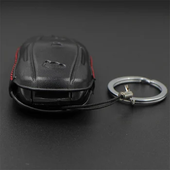 Črno Rdeča Pravega Usnja Avto Ključ zaščitni Pokrov Primeru Polni Zaščitni Ključ Fob za Tesla Model X-E Oddaljeni držalo za pribor