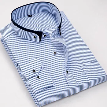 Črtaste Srajce Visoke Kakovosti Moških Obleko Long Sleeve Classic Poslovnih Formalno Srajce Moški Priložnostne Preplete Ovratnik Srajce