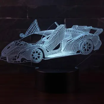 Škarje vrata športni avto temo 3D Lučka LED nočna lučka 7 Sprememba Barve Dotik Razpoloženje Lučka za Božično darilo Dropshippping